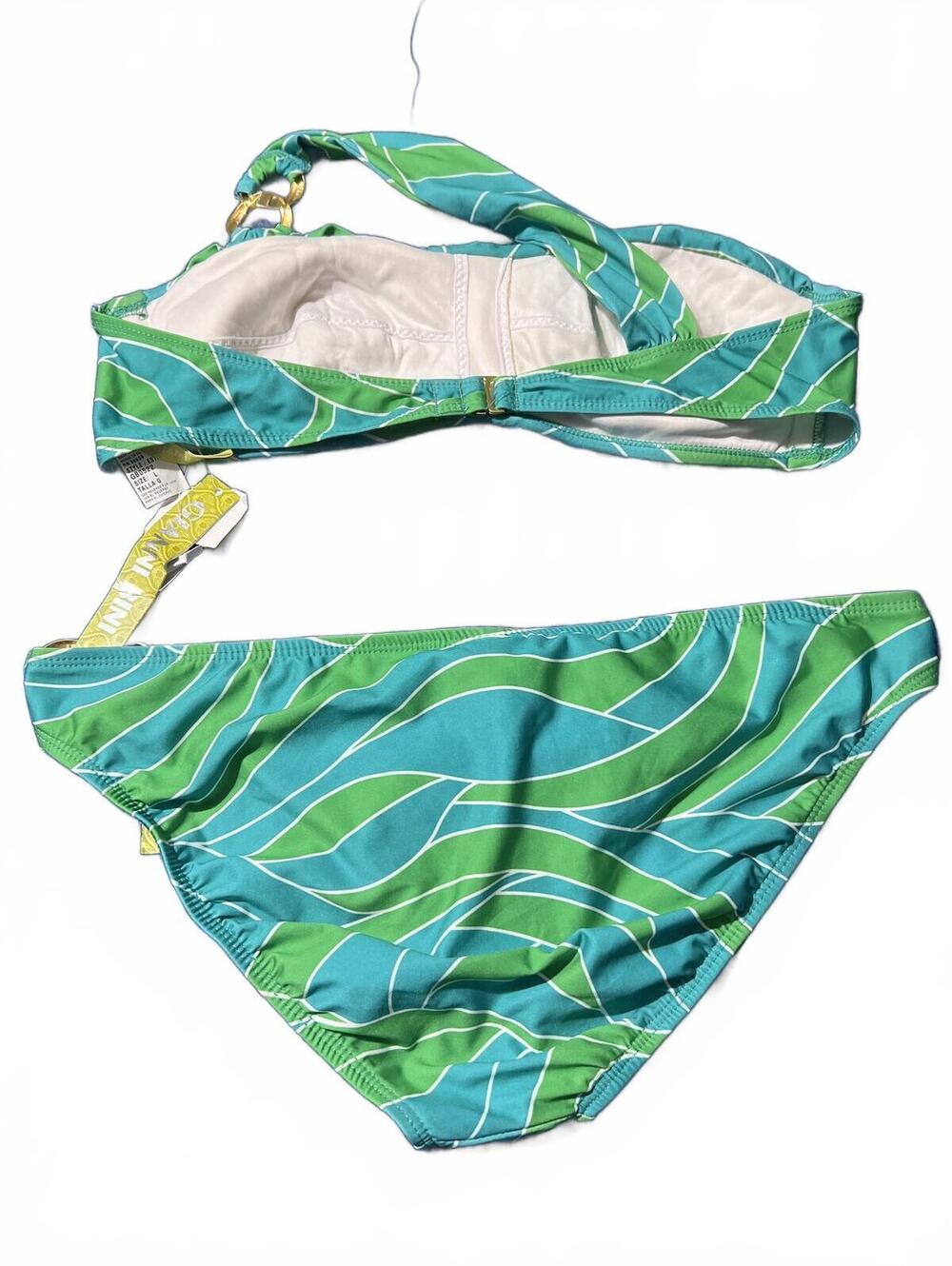 Gianni Bini Basil Green One-Shoulder Bikini Set - Size L - Picture 4 of 7